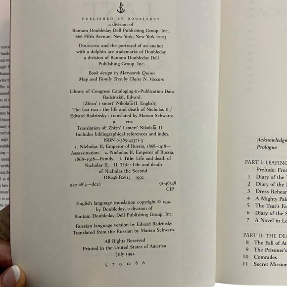 The Last Tsar Life And Death Of Nicholas II by Edvard Radzinsky 1992 Hardcover - Picture 4 of 4
